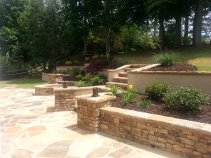 Tiered Retaining Wall, Fire Pit, and Large Patio