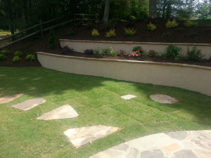 Stepping Stones, Retaining Wall, and Landscaping