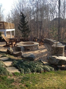 High end natural and stack stone fire pit